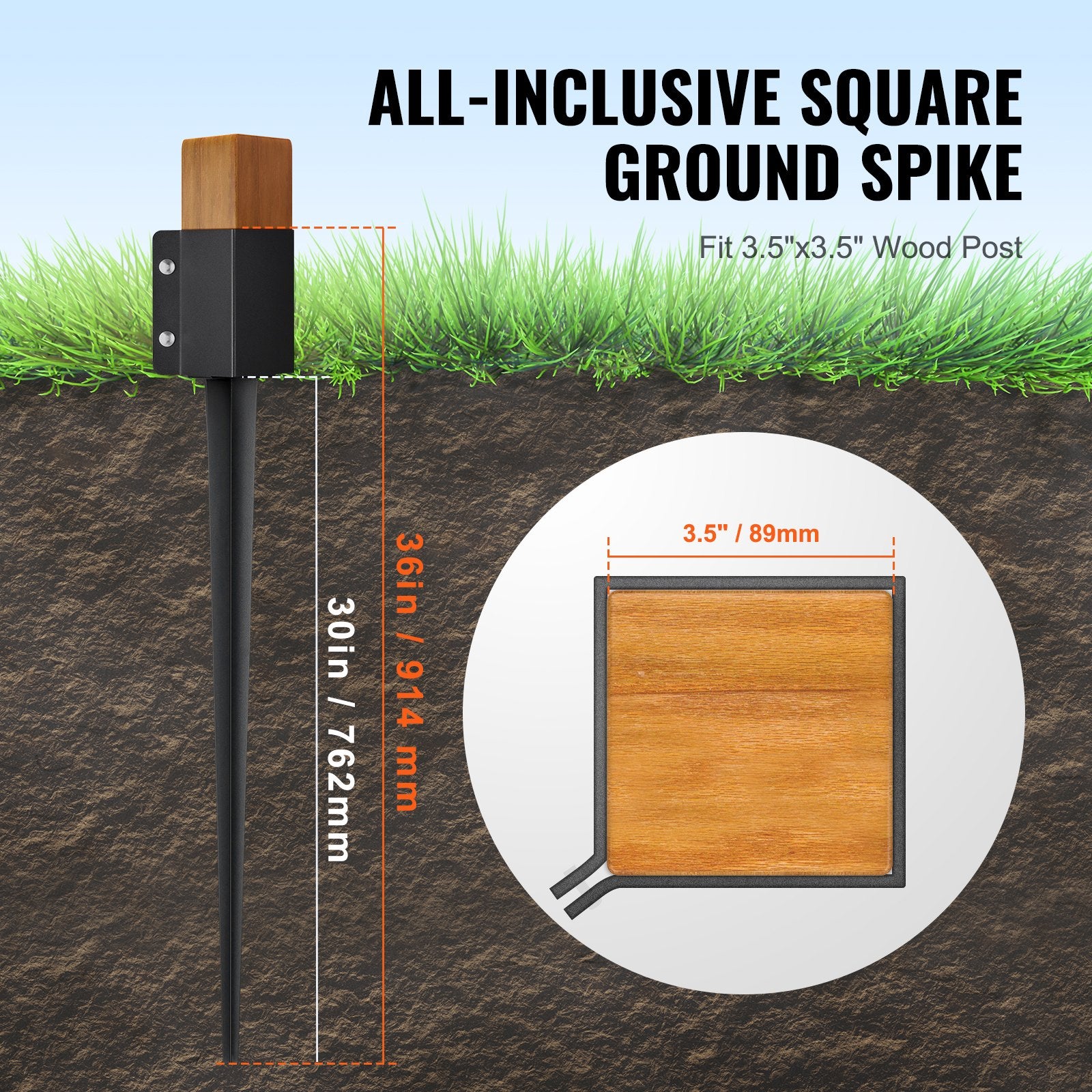 Fence Post Anchor Ground Spike 4 Pack 36 x 4 x 4 In Metal Fence Stakes V952-FXDD35YC36YCP7NVLV0