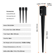 Fence Post Anchor Ground Spike 4 Pack 36 x 4 x 4 In Metal Fence Stakes V952-FXDD35YC36YCP7NVLV0