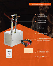 Portable Propane Forge, 2 Burners, 2600 degrees F Tool and Knife Making Blacksmithing Farrier Forge, Large V952-FXDZL2GHQSYMG2IQU001V0