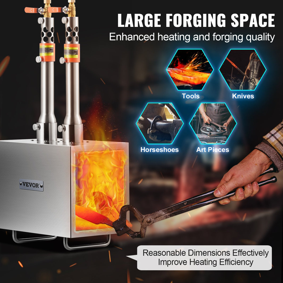 Portable Propane Forge 2 Burner Farrier Forge Knife Metal Square V952-FXDZL2GSYMGJ620TEV0