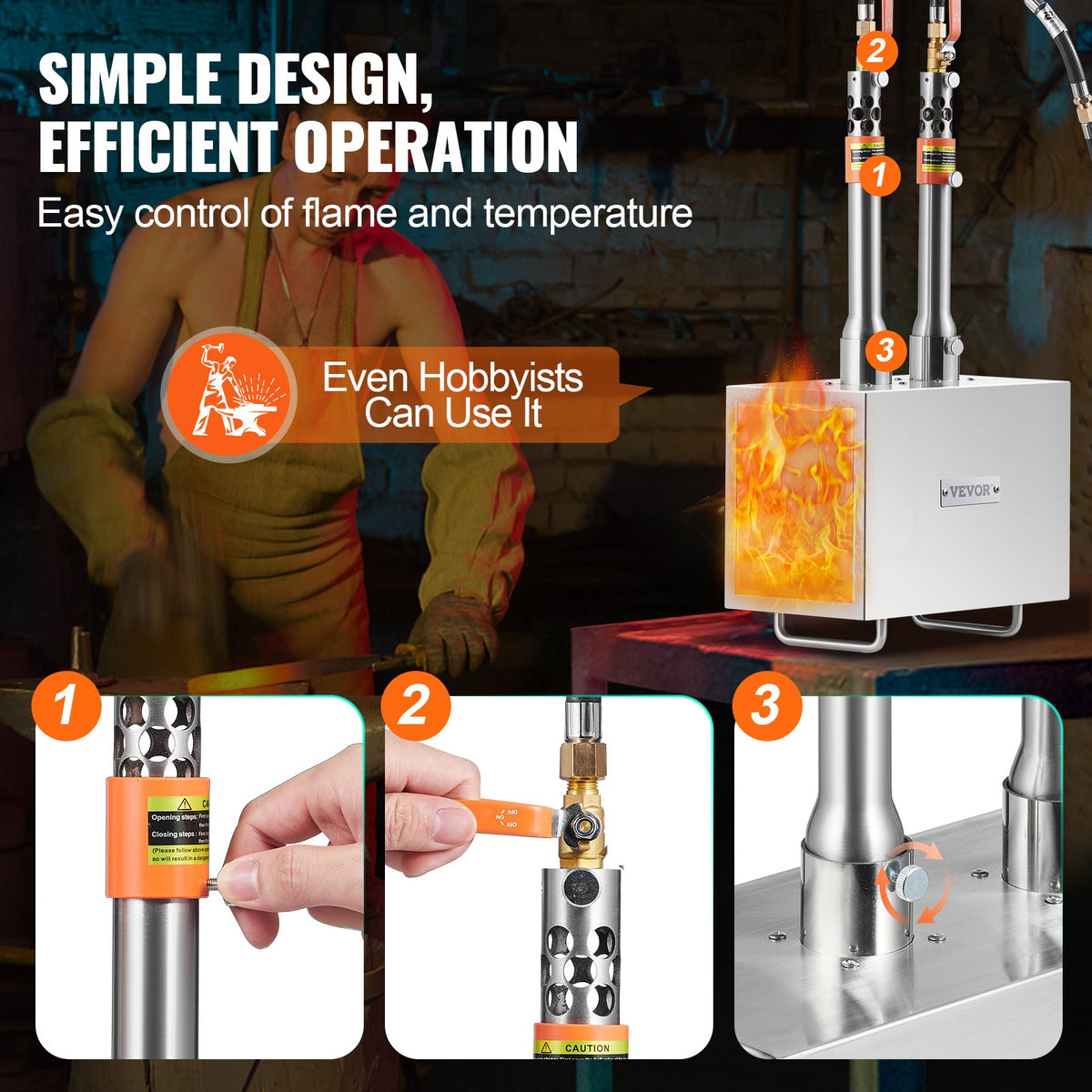 Portable Propane Forge 2 Burner Farrier Forge Knife Metal Square V952-FXDZL2GSYMGJ620TEV0