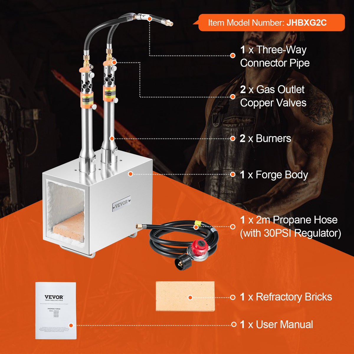 Portable Propane Forge 2 Burner Farrier Forge Knife Metal Square V952-FXDZL2GSYMGJ620TEV0