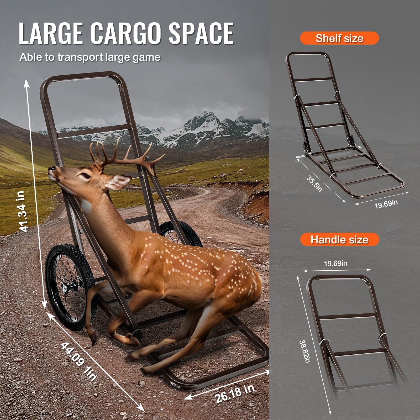 Folding Deer Cart Game Hauler Utility Gear Dolly 300 LBS Capacity V952-FXGKSLYXCFGZTL43UV0