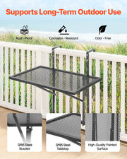 Balcony Hanging Table, 610 x 410 mm Metal Folding Balcony Railing Table, Outdoor Balcony Bar Table for V952-FXGZJS19INCHGLWKXV0