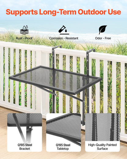 Balcony Hanging Table, 610 x 410 mm Metal Folding Balcony Railing Table, Outdoor Balcony Bar Table for V952-FXGZJS19INCHGLWKXV0