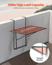 Balcony Hanging Table, 610 x 410 mm Metal Folding Balcony Railing Table, Outdoor Balcony Bar Table for V952-FXGZJS19INCHGLWKXV0
