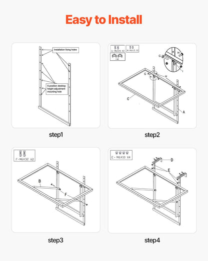 Balcony Hanging Table, 610 x 410 mm Metal Folding Balcony Railing Table, Outdoor Balcony Bar Table for V952-FXGZJS19INCHGLWKXV0