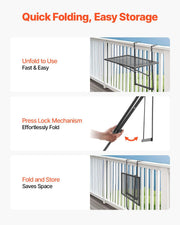 Balcony Hanging Table, 610 x 410 mm Metal Folding Balcony Railing Table, Outdoor Balcony Bar Table for V952-FXGZJS19INCHGLWKXV0