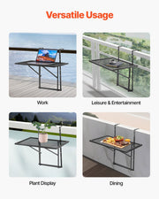 Balcony Hanging Table, 610 x 410 mm Metal Folding Balcony Railing Table, Outdoor Balcony Bar Table for V952-FXGZJS19INCHGLWKXV0