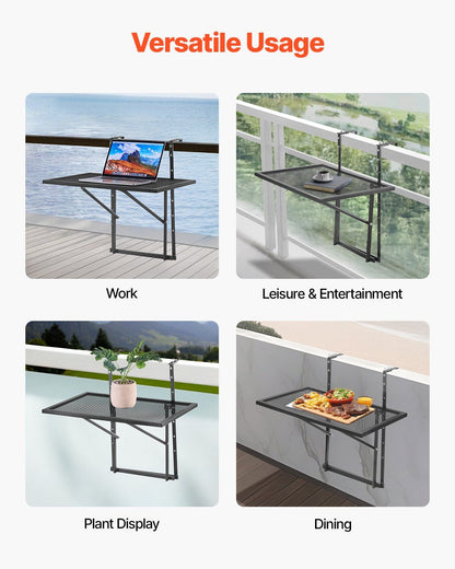 Balcony Hanging Table, 610 x 410 mm Metal Folding Balcony Railing Table, Outdoor Balcony Bar Table for V952-FXGZJS19INCHGLWKXV0