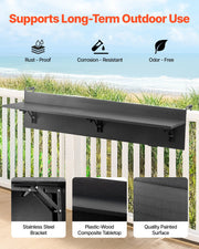 Balcony Hanging Table, 12 x 48 in Folding Balcony Railing Table, Outdoor Balcony Bar Table for Railings, 50 V952-FXGZMZ12INCH0ANITV0