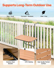 Balcony Hanging Table, 595 x 400 mm Folding Balcony Railing Table, Outdoor Balcony Bar Table for Railings, V952-FXGZSM25INCHDZVCRV0