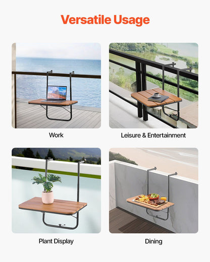 Balcony Hanging Table, 595 x 400 mm Folding Balcony Railing Table, Outdoor Balcony Bar Table for Railings, V952-FXGZSM25INCHDZVCRV0
