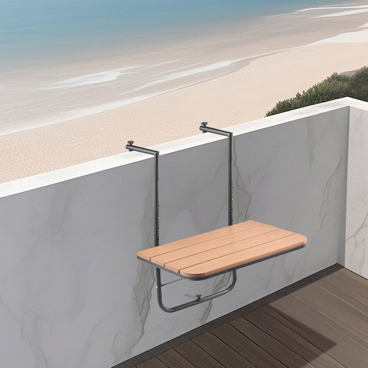 Balcony Hanging Table, 595 x 400 mm Folding Balcony Railing Table, Outdoor Balcony Bar Table for Railings, V952-FXGZSM25INCHDZVCRV0