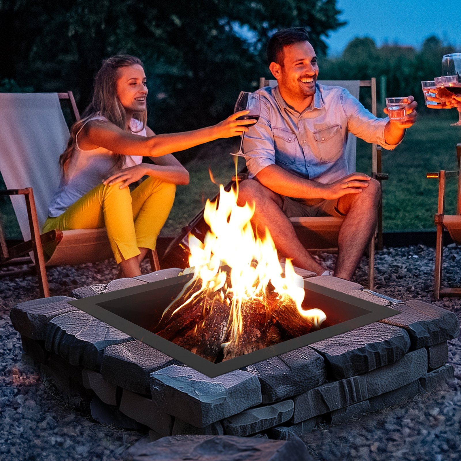 Fire Pit Ring, 42x42 in Outer/36x36 in Inner Diameter, 10inch Height Square Fire Pit Insert, Heavy Duty V952-FXHH36INCH15QV13SV0