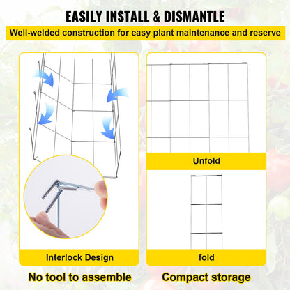 Tomato Cages, 30 x 30 x 117 cm, 5 Packs Square Plant Support Cages, Silver PVC-Coated Steel Tomato Towers for V952-FXKZDFQZZ1246265OV0