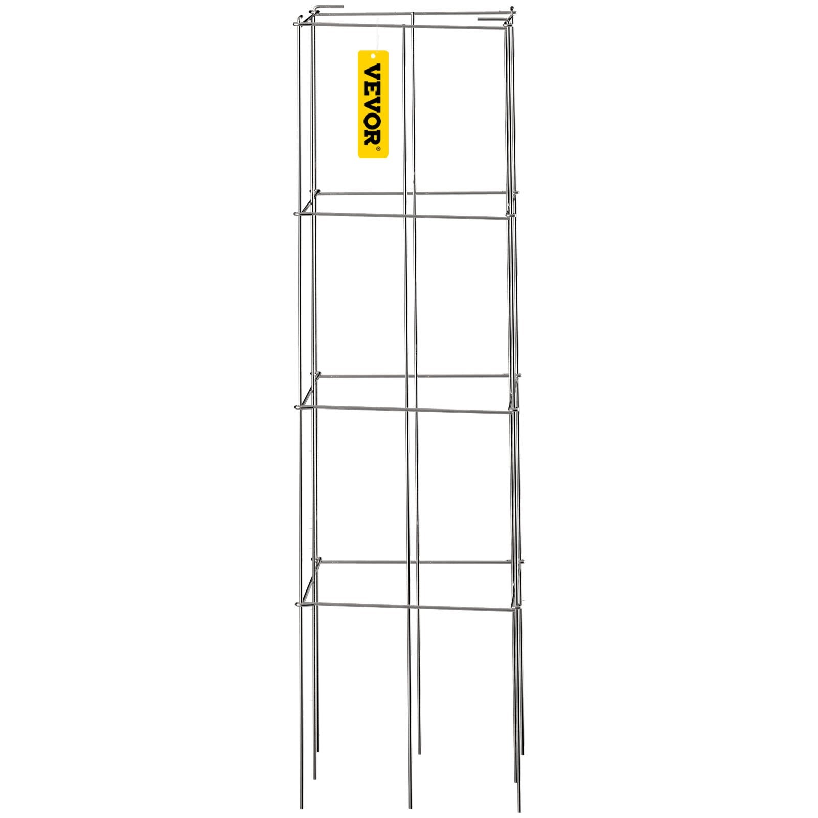 Tomato Cages, 30 x 30 x 117 cm, 5 Packs Square Plant Support Cages, Silver PVC-Coated Steel Tomato Towers for V952-FXKZDFQZZ1246265OV0