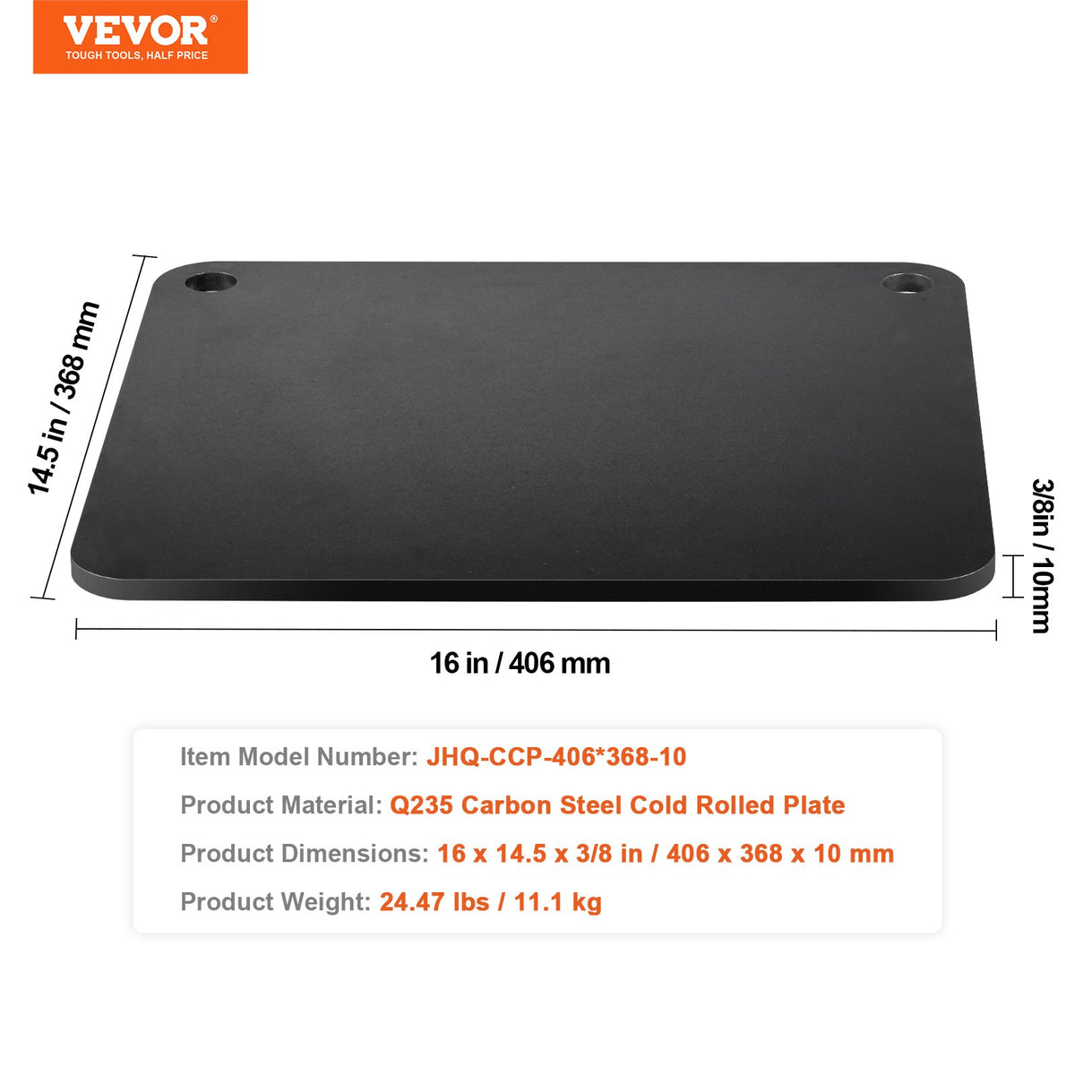 Pizza Steel, 16" x 14.5" x 3/8" Pizza Steel Plate for Oven, Pre-Seasoned Carbon Steel Pizza Baking Stone with V952-FXPSPSGB1614E7DC4V0