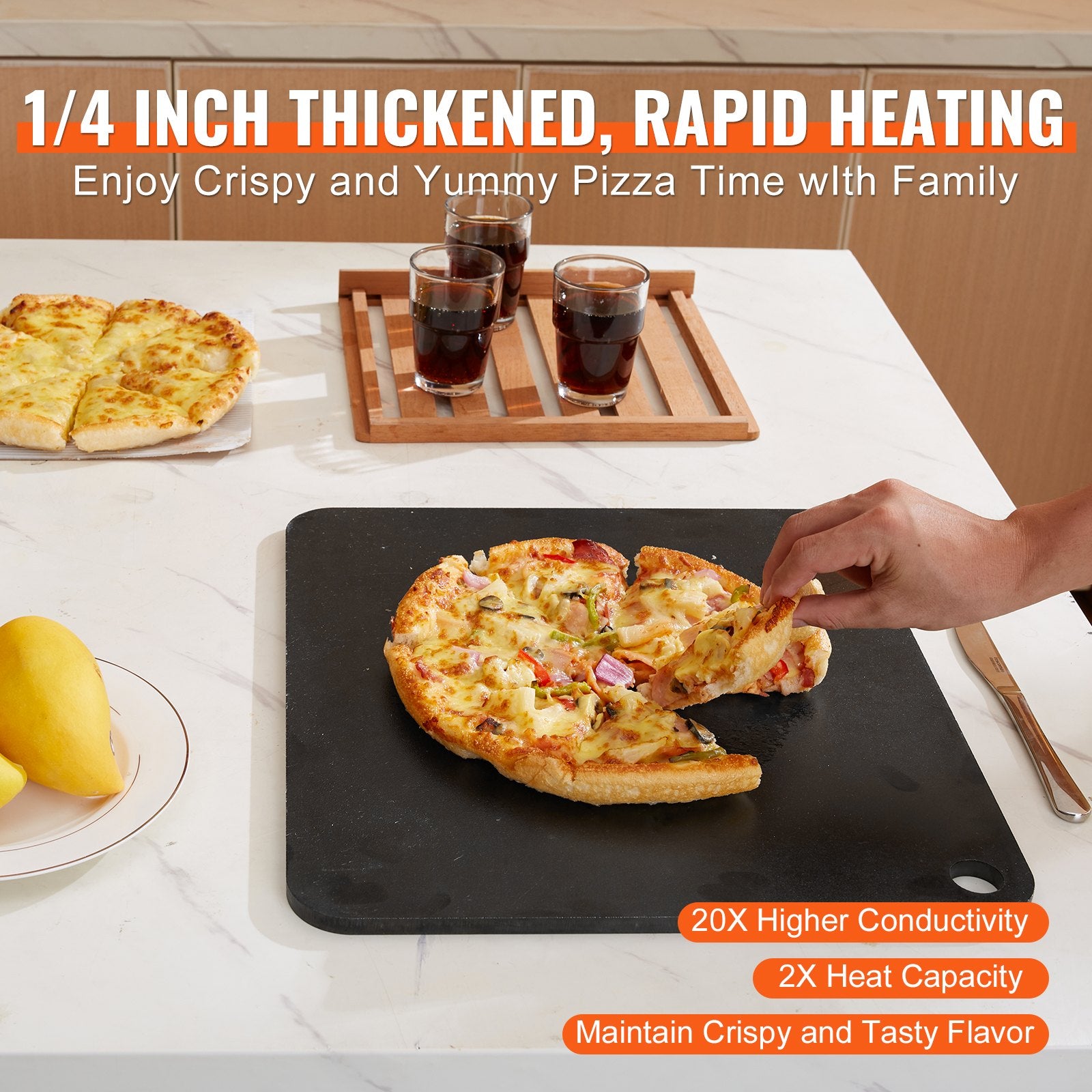 Pizza Steel 16"x14.5"x1/4" Pre-Seasoned Carbon Steel Pizza Baking Stone V952-FXPSPSGB1614O1YE3V0