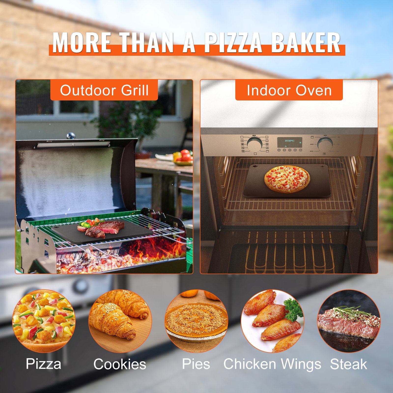 Pizza Steel 16"x14.5"x1/4" Pre-Seasoned Carbon Steel Pizza Baking Stone V952-FXPSPSGB1614O1YE3V0