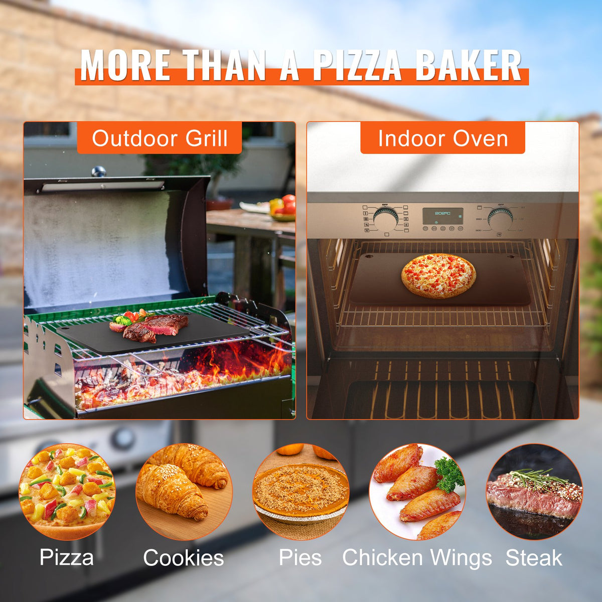Pizza Steel, 20" x 14" x 3/8" Pizza Steel Plate for Oven, Pre-Seasoned Carbon Steel Pizza Baking Stone with V952-FXPSPSGB2014V3XP7V0