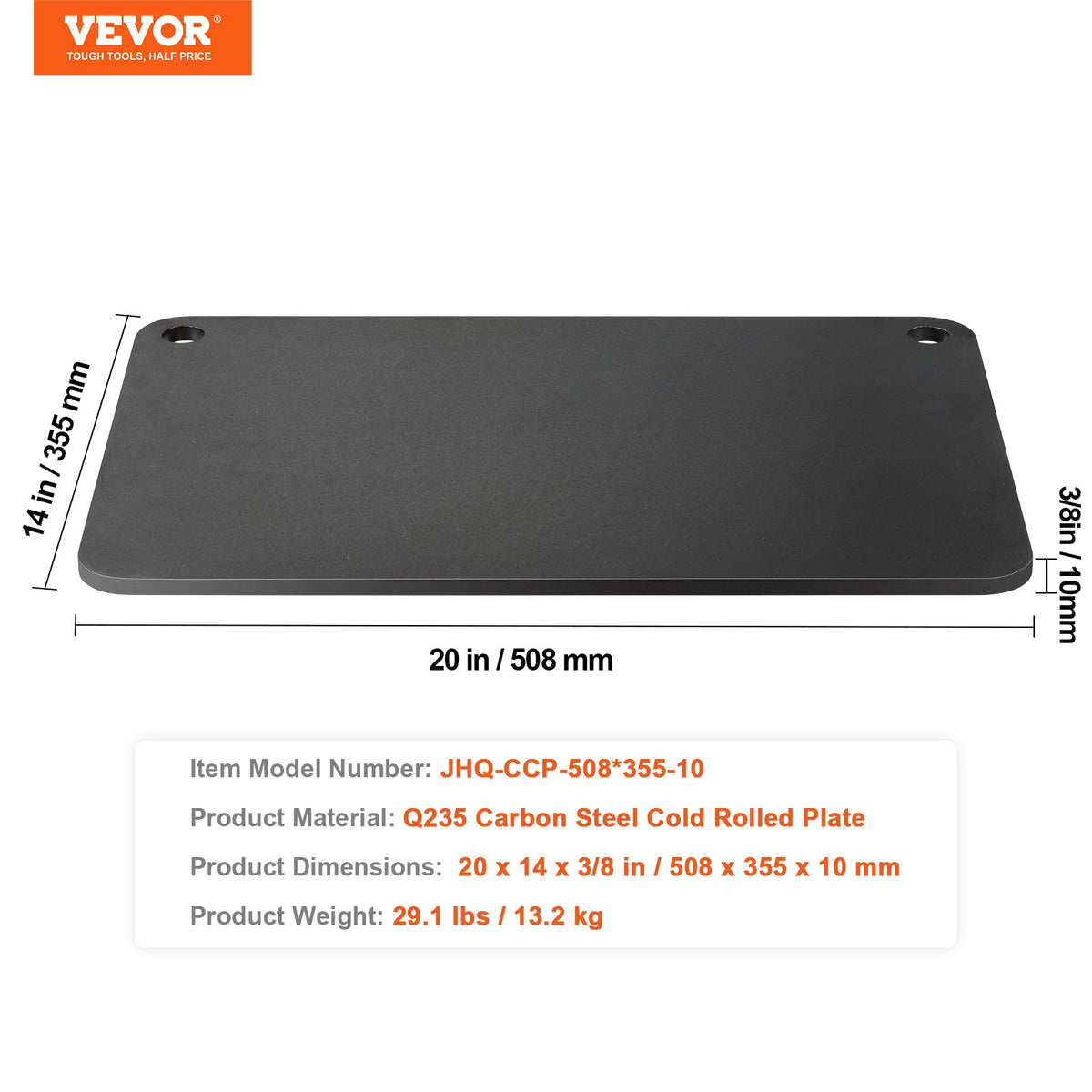 Pizza Steel, 20" x 14" x 3/8" Pizza Steel Plate for Oven, Pre-Seasoned Carbon Steel Pizza Baking Stone with V952-FXPSPSGB2014V3XP7V0