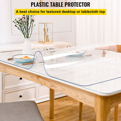 Plastic Table Cover 101.6 x 182.8 cm, 1.5 mm Thick Clear Table Protector, Rectangle Clear Desk Mat, V952-FXPVC15MM40728L6GV0