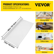 Plastic Table Cover 101.6 x 182.8 cm, 1.5 mm Thick Clear Table Protector, Rectangle Clear Desk Mat, V952-FXPVC15MM40728L6GV0