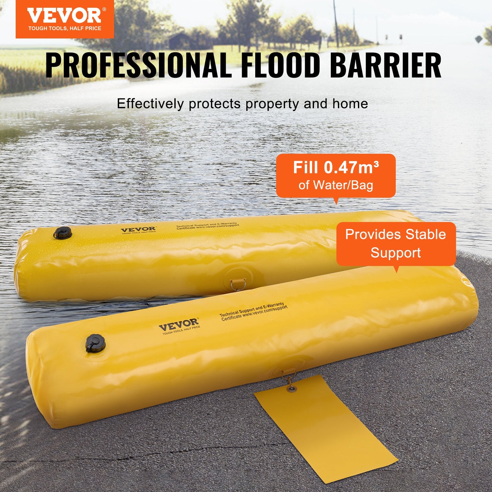 Flood Barriers, Sandbag Alternative Flood Bags 4 Pack, Flood Barrier for Home, Water Barriers for Flooding, V952-FXRSD48IN9INJATDDV0