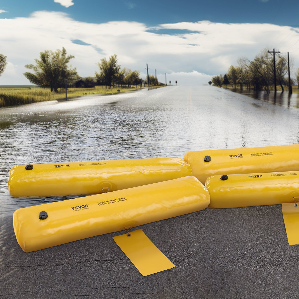 Flood Barriers, Sandbag Alternative Flood Bags 4 Pack, Flood Barrier for Home, Water Barriers for Flooding, V952-FXRSD48IN9INJATDDV0