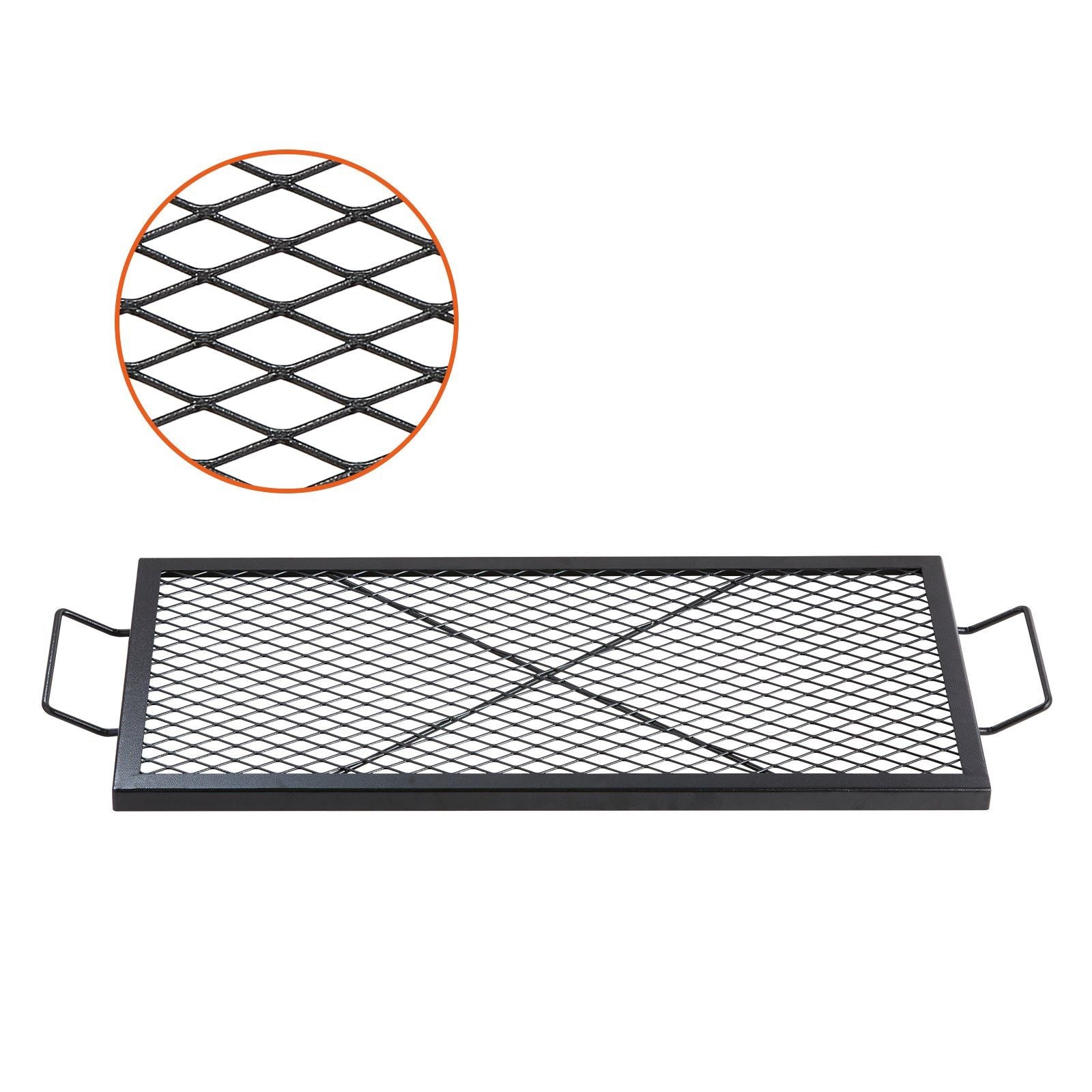 X-Marks Fire Pit Grill Grate, Rectangle Cooking Grate, Heavy Duty Steel Campfire BBQ Grill Grid with Handle & V952-FXSKKWCHS3215H99QV0