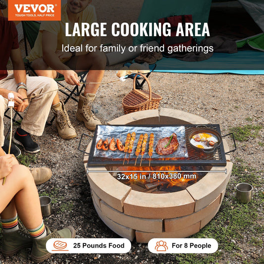 X-Marks Fire Pit Grill Grate, Rectangle Cooking Grate, Heavy Duty Steel Campfire BBQ Grill Grid with Handle & V952-FXSKKWCHS3215H99QV0