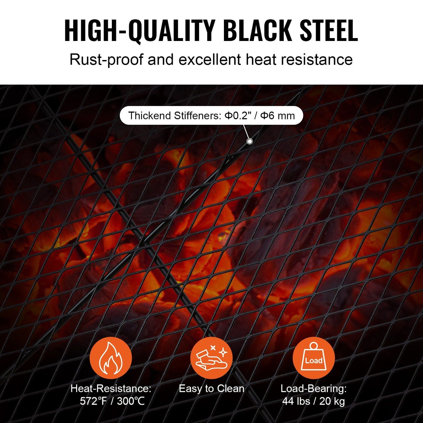 X-Marks Fire Pit Grill Grate, Rectangle Cooking Grate, Heavy Duty Steel Campfire BBQ Grill Grid with Handle & V952-FXSKKWCHS3215H99QV0