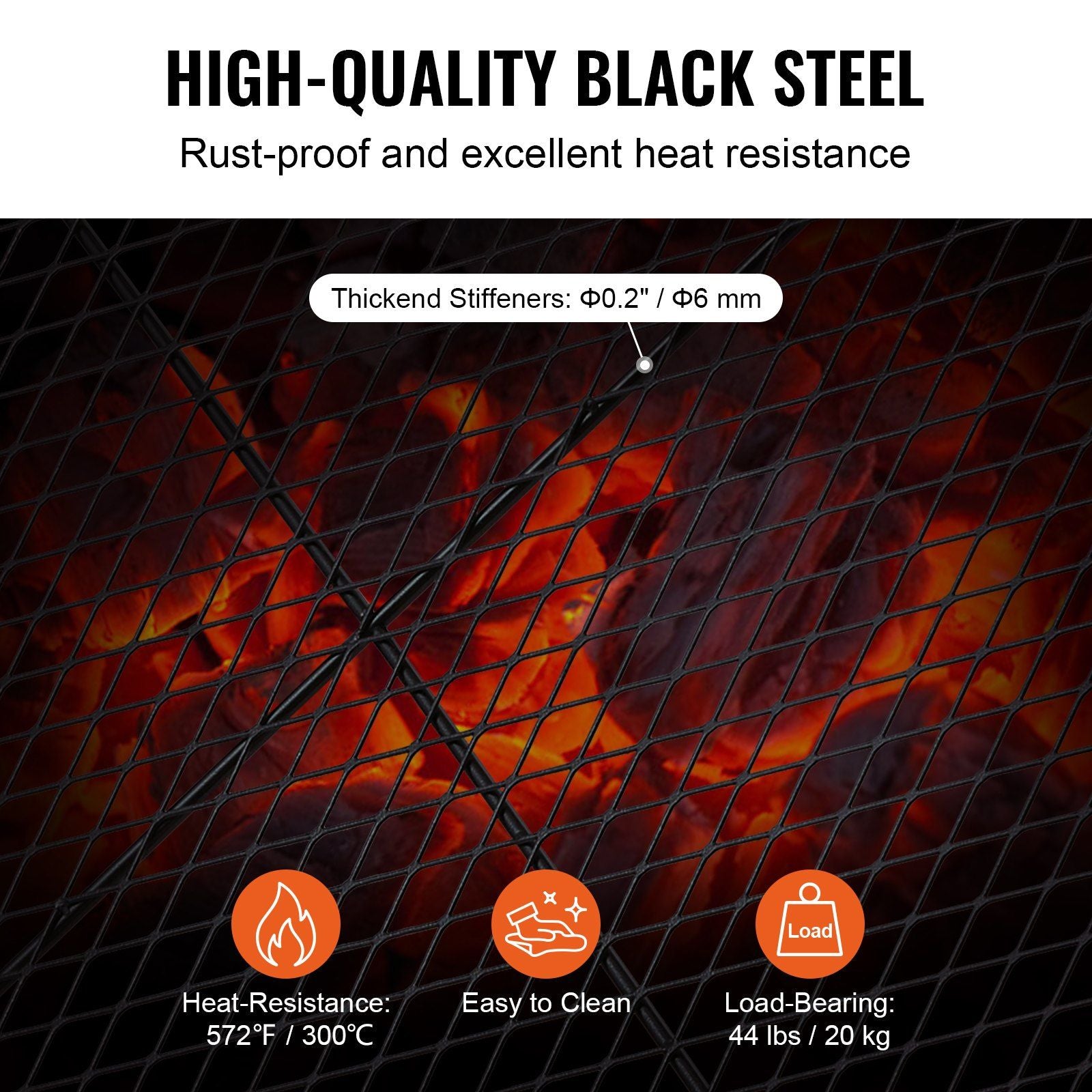 X-Marks Fire Pit Grill Grate, Rectangle Cooking Grate, Heavy Duty Steel Campfire BBQ Grill Grid with Handle & V952-FXSKKWCHS3215H99QV0