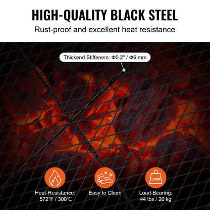 X-Marks Fire Pit Grill Grate, Rectangle Cooking Grate, Heavy Duty Steel Campfire BBQ Grill Grid with Handle & V952-FXSKKWCHS3215H99QV0