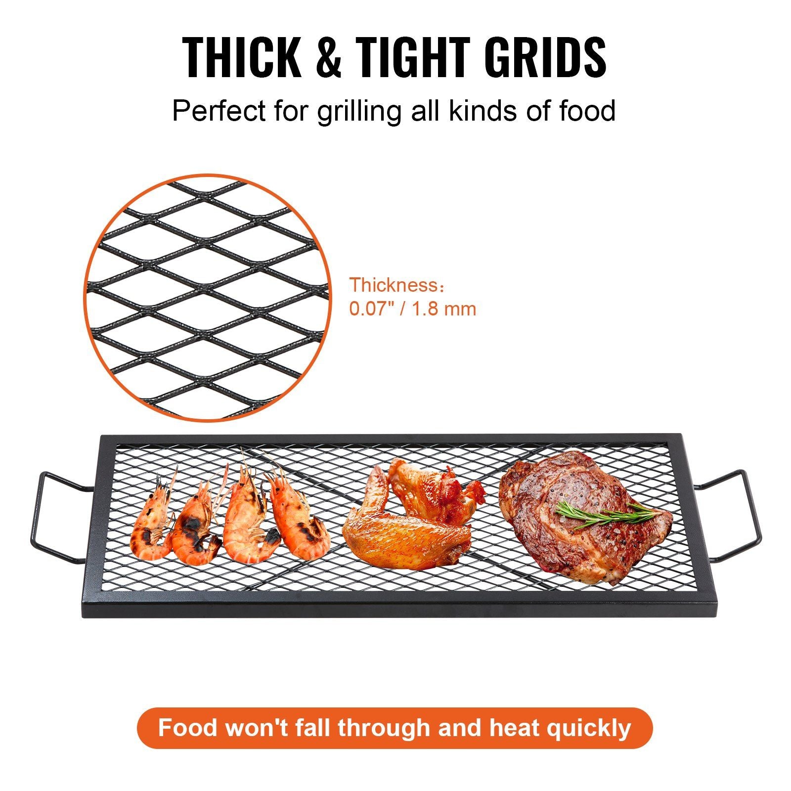 X-Marks Fire Pit Grill Grate, Rectangle Cooking Grate, Heavy Duty Steel Campfire BBQ Grill Grid with Handle & V952-FXSKKWCHS3215H99QV0