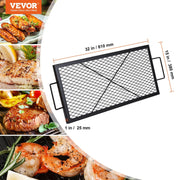 X-Marks Fire Pit Grill Grate, Rectangle Cooking Grate, Heavy Duty Steel Campfire BBQ Grill Grid with Handle & V952-FXSKKWCHS3215H99QV0