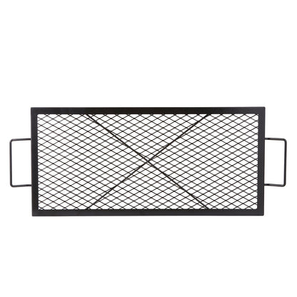 X-Marks Fire Pit Grill Grate, Rectangle Cooking Grate, Heavy Duty Steel Campfire BBQ Grill Grid with Handle & V952-FXSKKWCHS3215H99QV0
