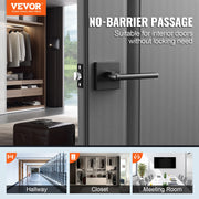 Passage Door Handle, 1 Pack Matte Black Door Lever, Left or Right Handing Reversible Lever Non-Locking, V952-FXTDMBS1J000C0BM2V0