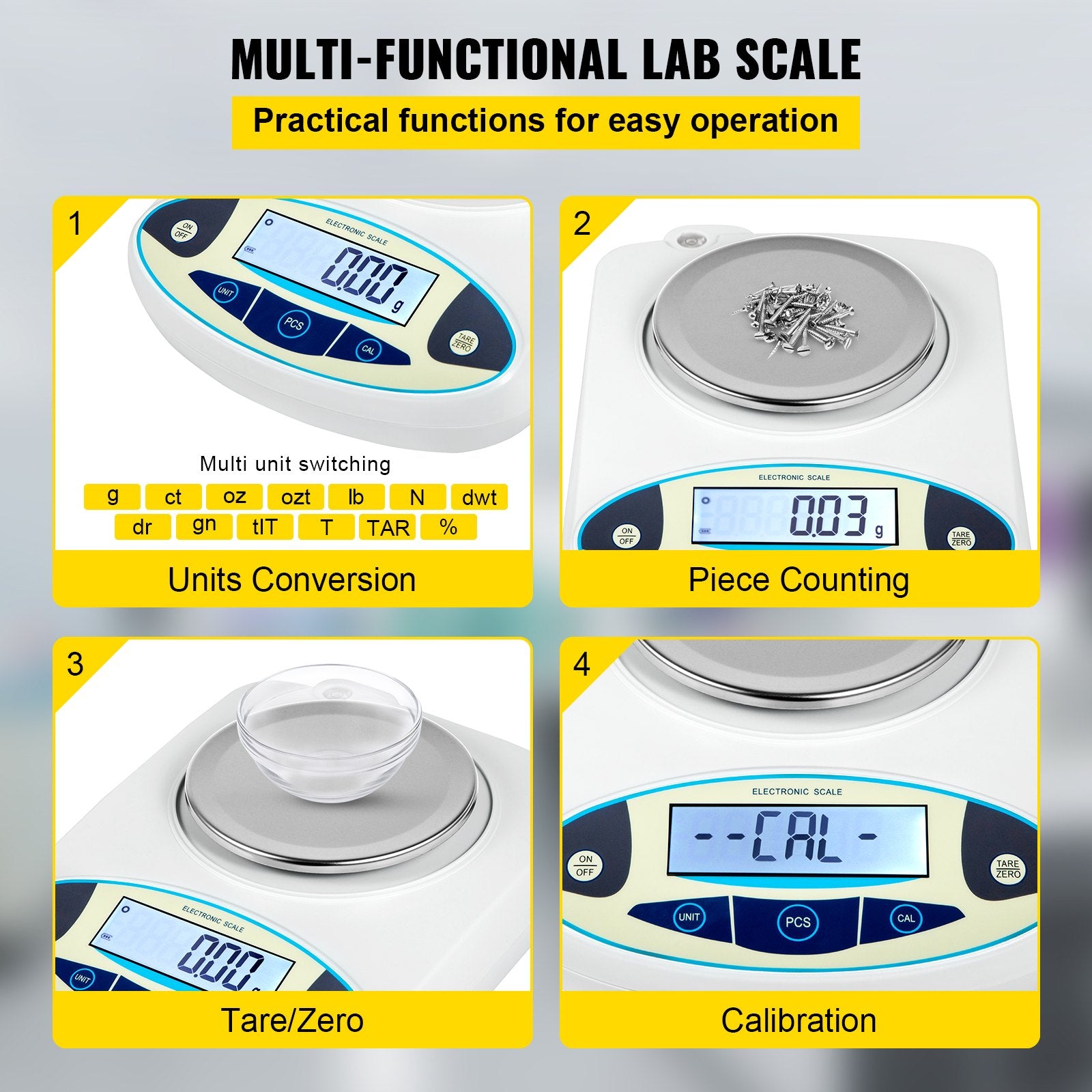 Lab Analytical Balance Digital Precision Scale 500gx0.01g High Precision V952-FXTPAC500G200VLIMV3