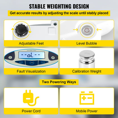Lab Analytical Balance Digital Precision Scale 500gx0.01g High Precision V952-FXTPAC500G200VLIMV3