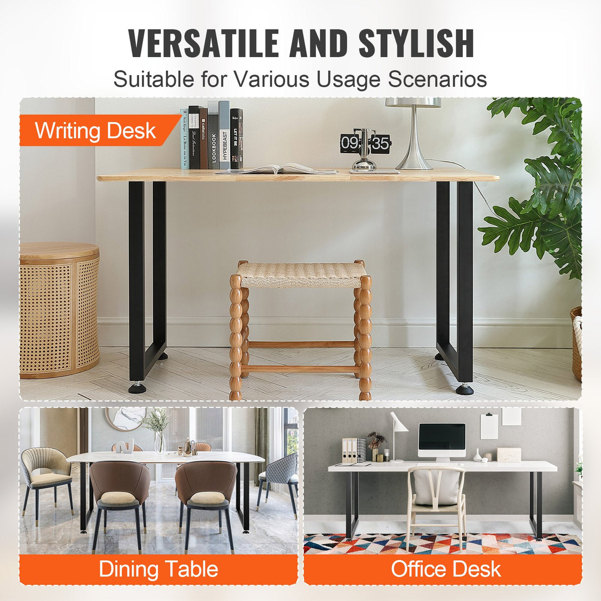 711.2MM Adjustable Furniture Legs, Square Reinforced Steel Office Table legs Set of 2 for DIY, Max Load V952-FXZTHSGFX28XXZDT7V0