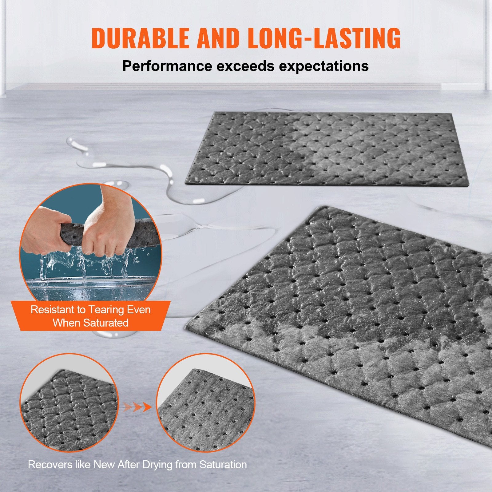 Spill Absorbent Pads, Universal Absorbing Mat Absorbs up 12 Gal, 13" L x10" W Polypropylene Absorbent Pad for V952-FYCKZYPTYXXS5YJ6NV0