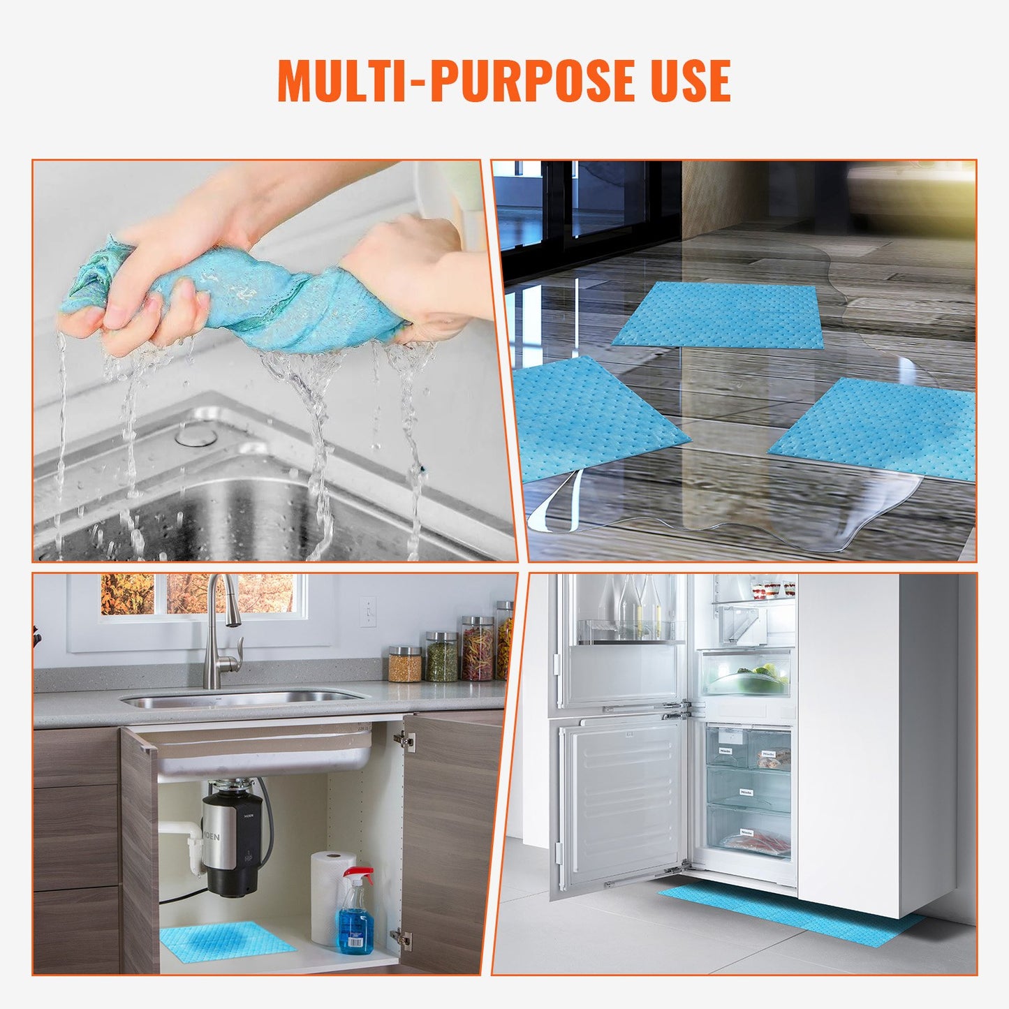 Spill Absorbent Pads, Water Absorbing Mat Pad in Dispenser Box, 6 Gal Capacity, 15" L x19" W Polypropylene V952-FYCKZYPXSXXSJ71XHV0