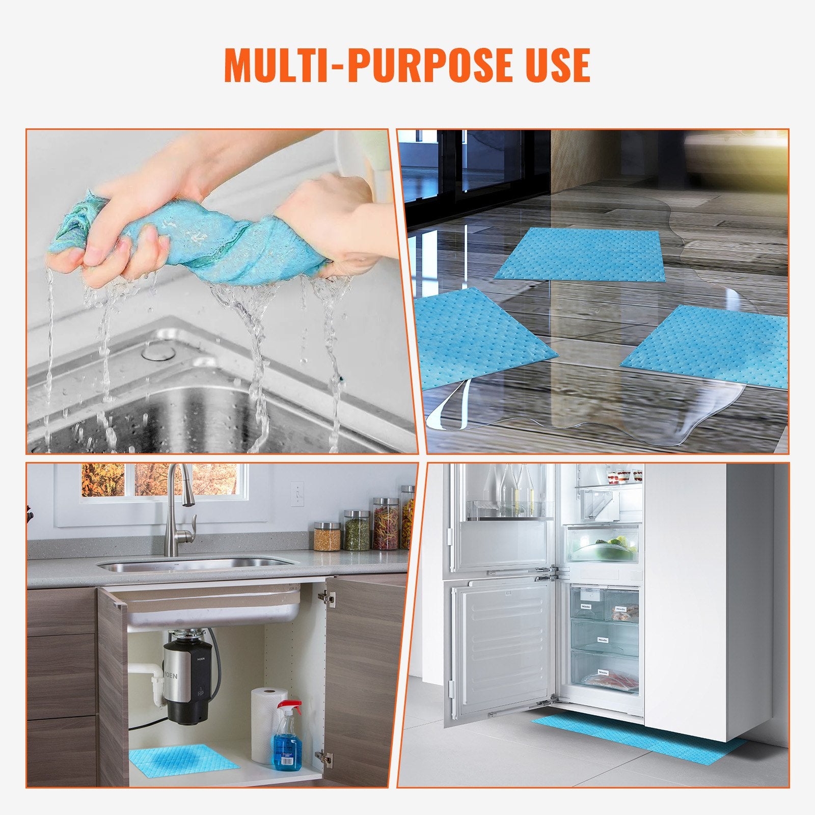Spill Absorbent Pads, Water Absorbing Mat Pad in Dispenser Box, 6 Gal Capacity, 15" L x19" W Polypropylene V952-FYCKZYPXSXXSJ71XHV0