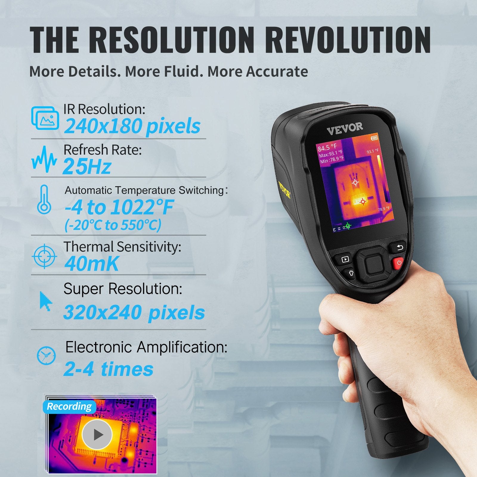 Infrared Thermal Imager Visible Light Camera 2MP IR Resolution 240x180 V952-FYHWRXYWYWIFIR7JZV0