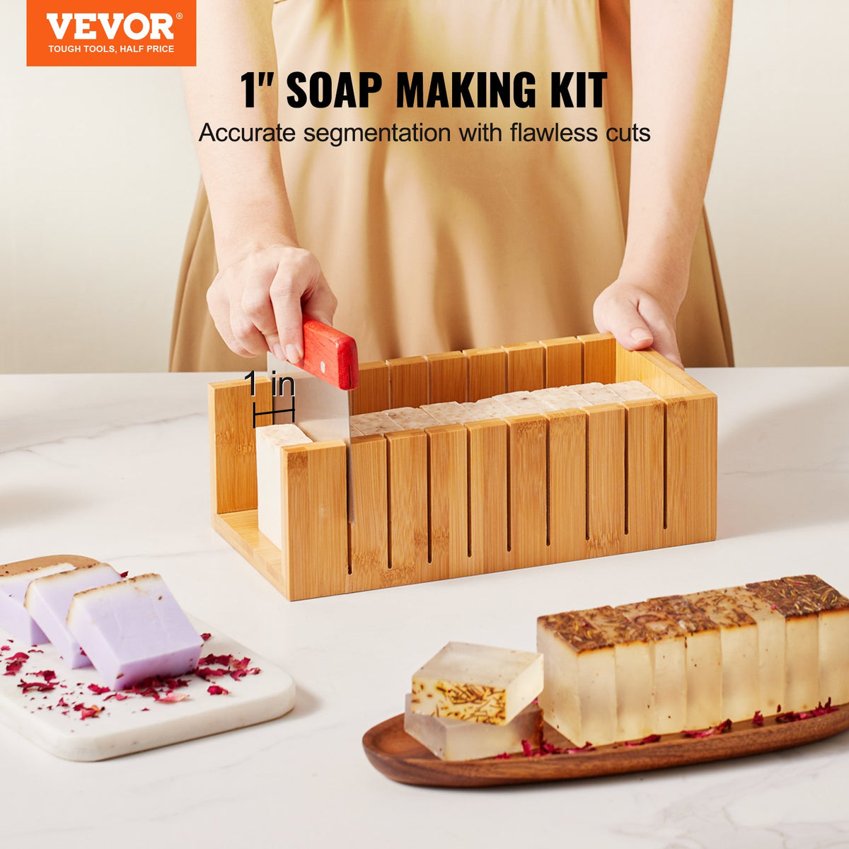 Soap Making Kit, Bamboo Cutting Box and Inner Box with Silicone Mold, Stainless Steel Straight Cutter and V952-FZQDSQGMJQGD1UP7YV0