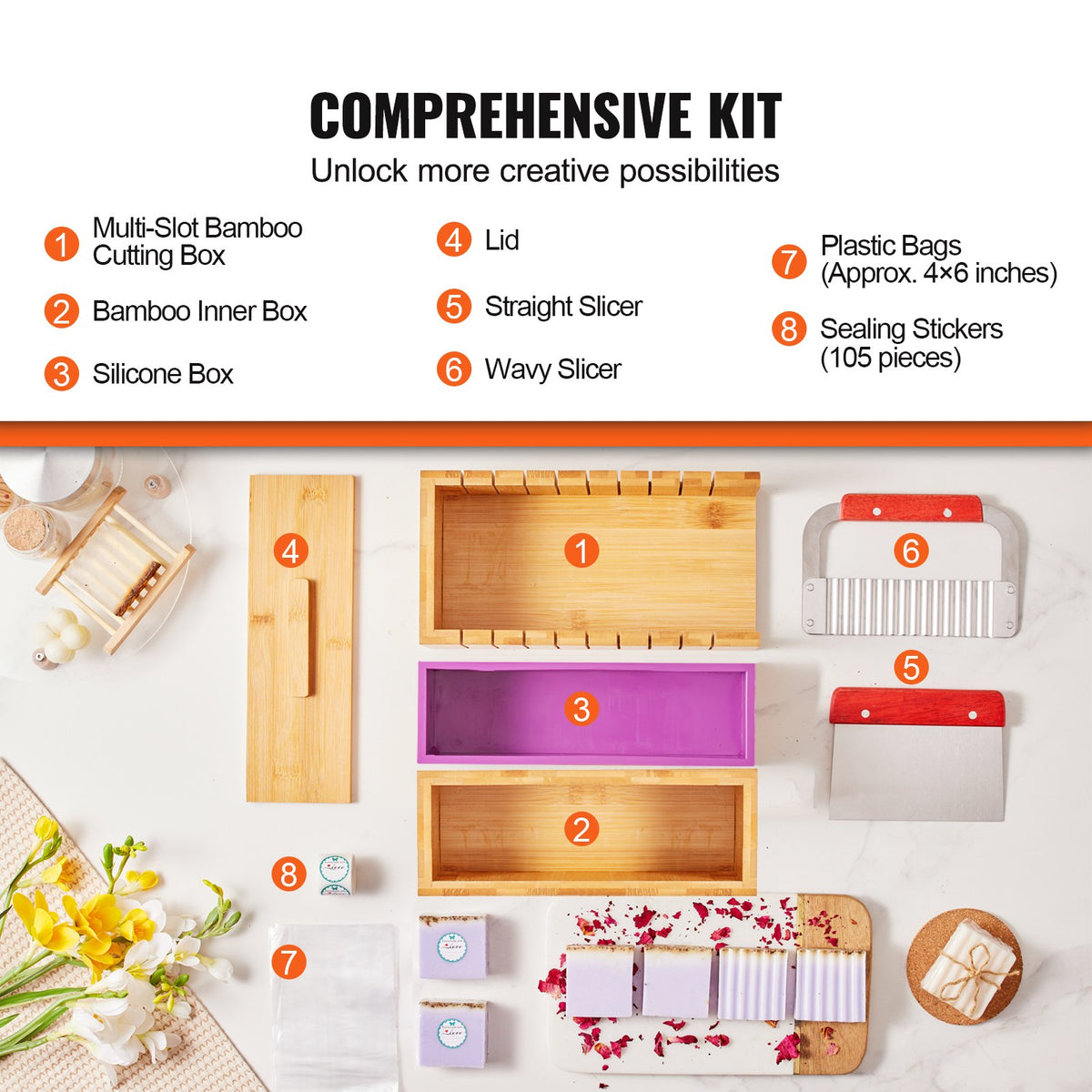 Soap Making Kit, Bamboo Cutting Box and Inner Box with Silicone Mold, Stainless Steel Straight Cutter and V952-FZQDSQGMJQGD1UP7YV0