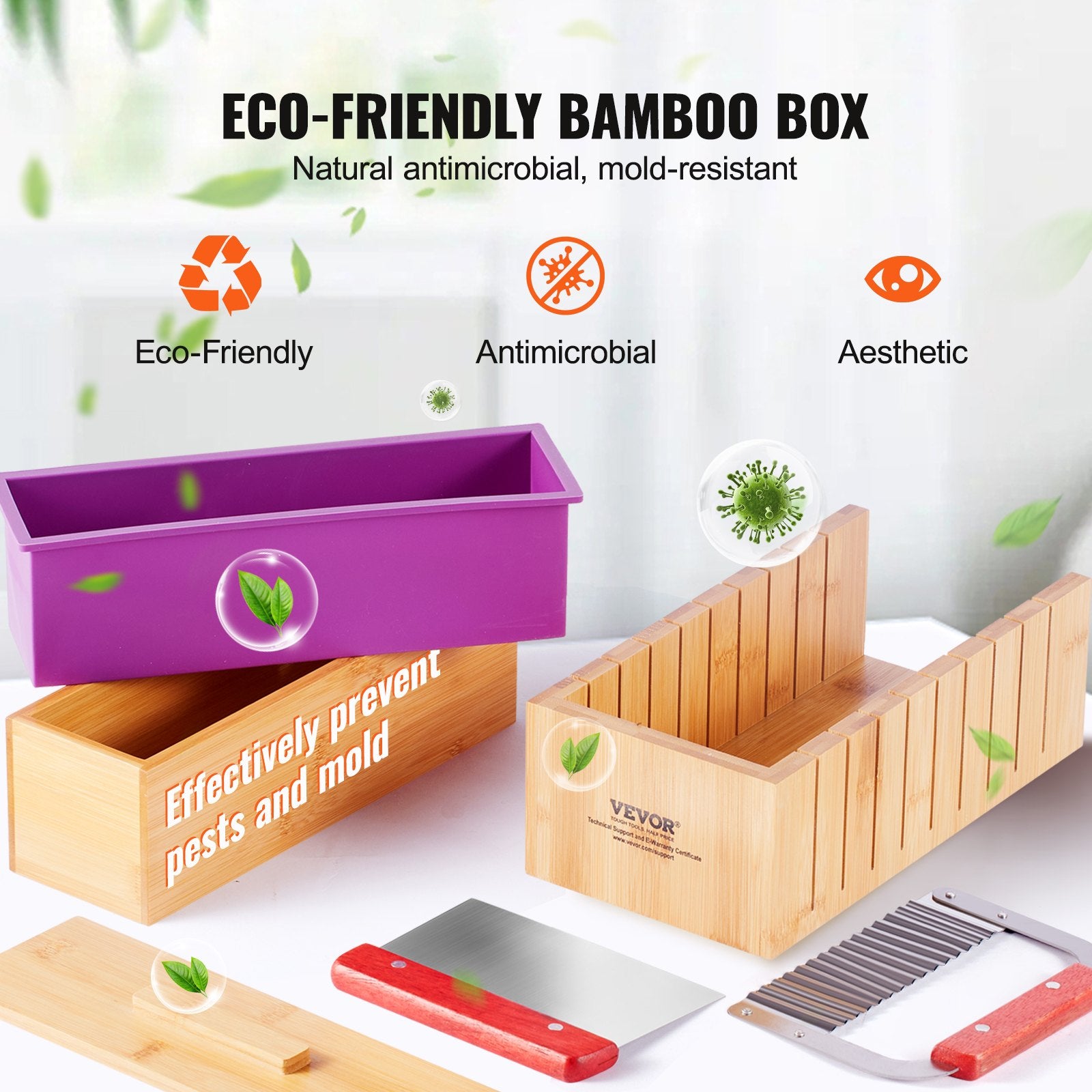 Soap Making Kit, Bamboo Cutting Box and Inner Box with Silicone Mold, Stainless Steel Straight Cutter and V952-FZQDSQGMJQGD1UP7YV0