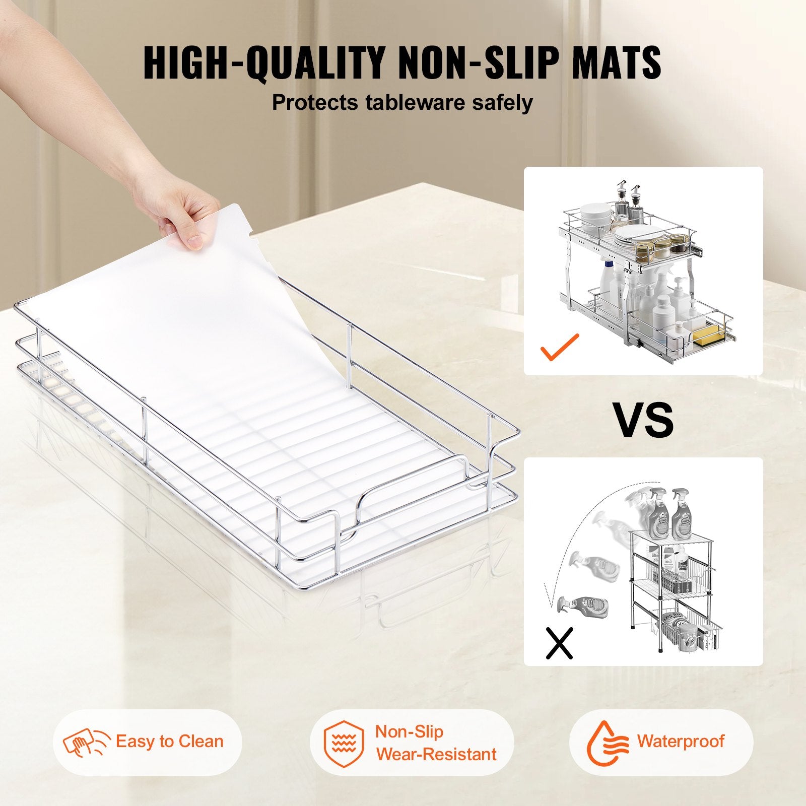 12"Wx21"Dx15"H Pull Out Cabinet Organizer, Heavy Duty Slide Out Pantry Shelves, Steel Roll Out Drawers, V952-FZSLLDGGEC12VMAA1V0